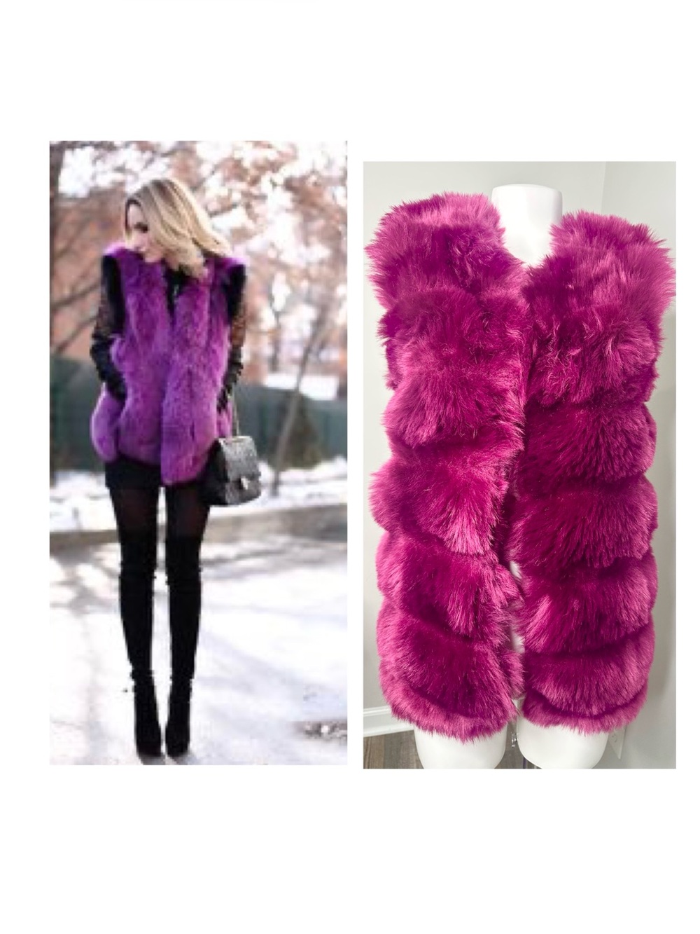 Codigo Fuchsia Faux Fur Vest - Plush Statement Piece-s/m